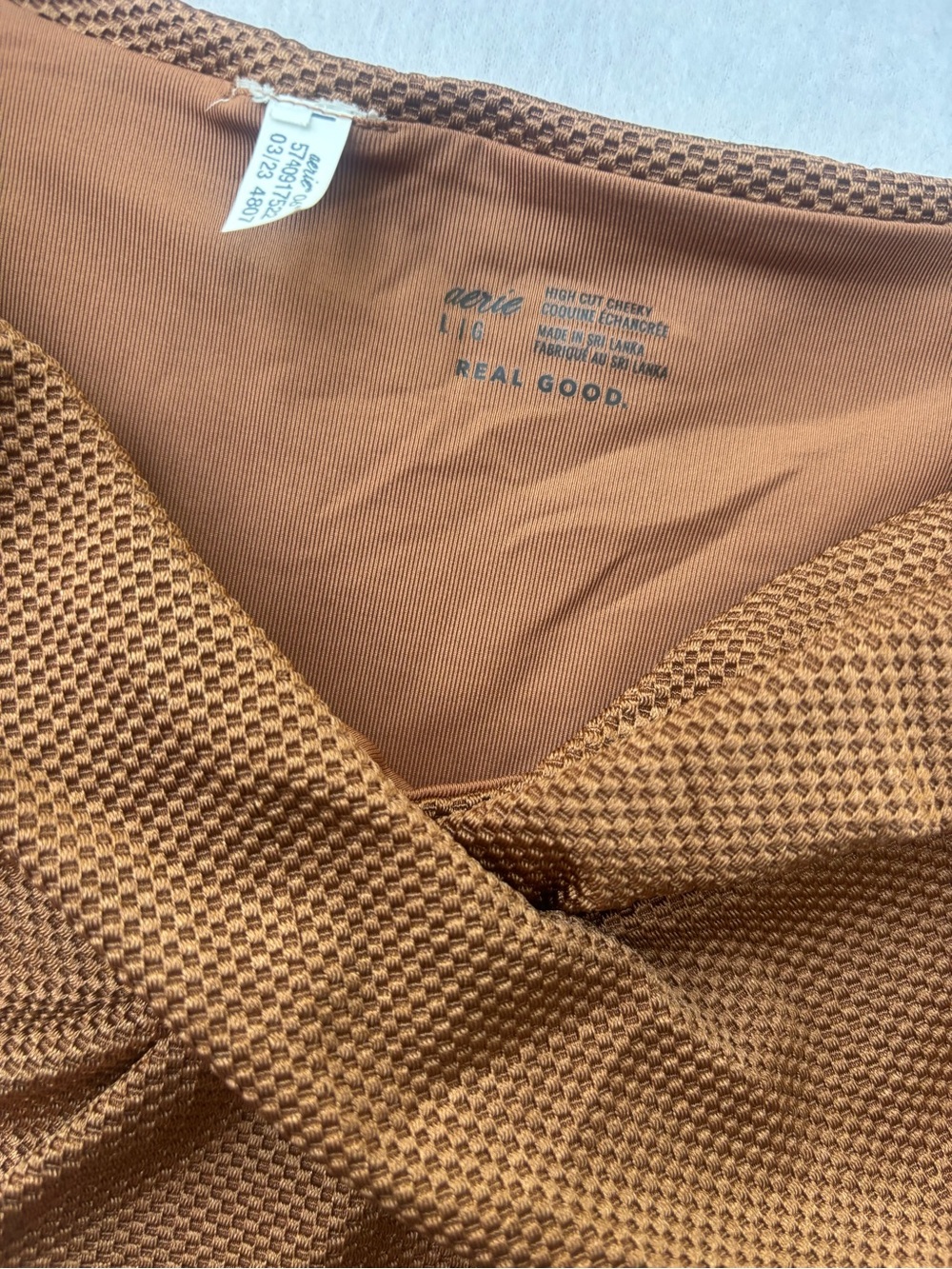 aerie Rust-Brown Textured  Bikini Top & Bottoms - Picture 3 of 5